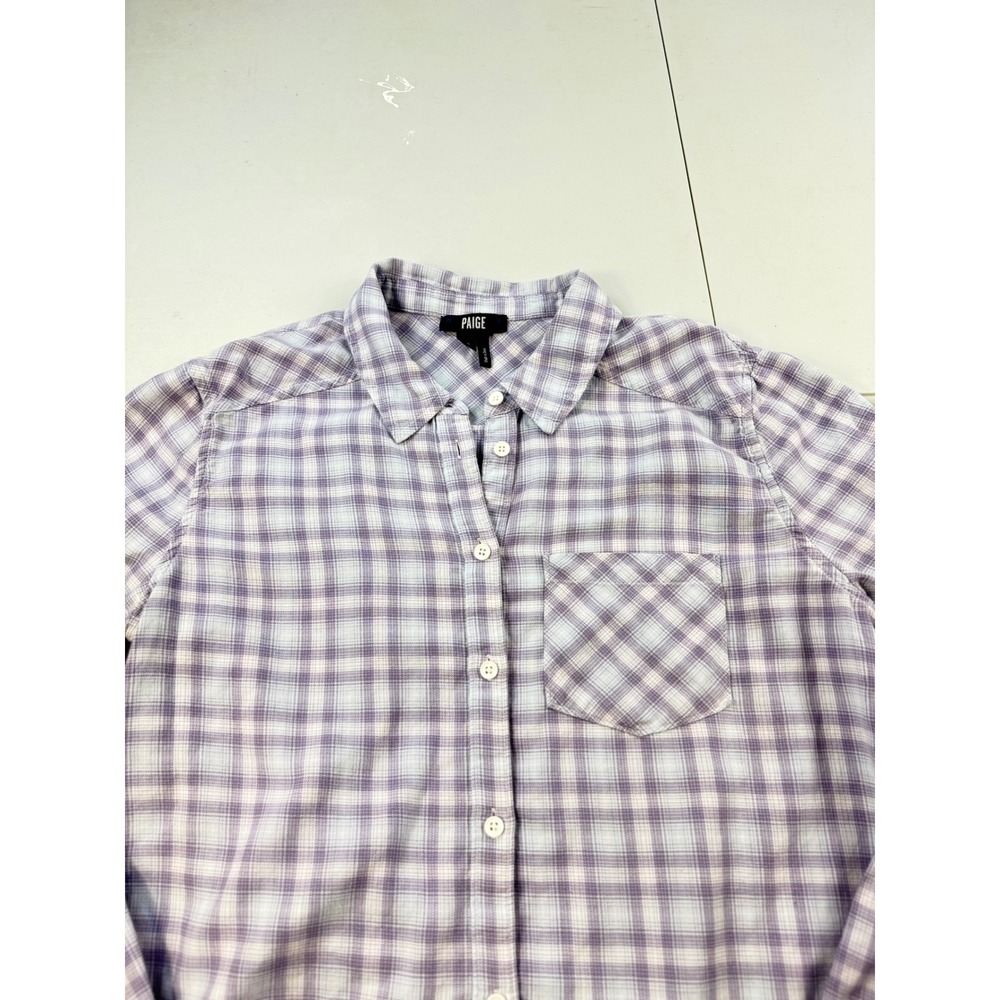 PAIGE Women's‎ Plaid Button Down Shirt Long Sleeve Casual Cotton Top Small - Picture 2 of 8